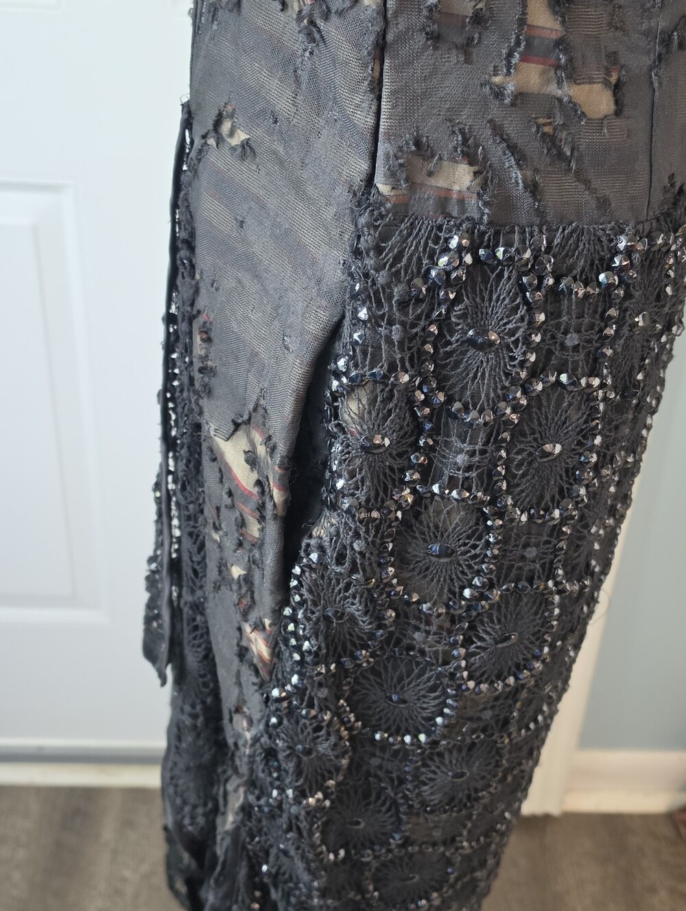 Y2K Vintg Dries Van Noten Doria Embellished Flapper Cocktail Midi Dress 6 Black - Picture 12 of 15